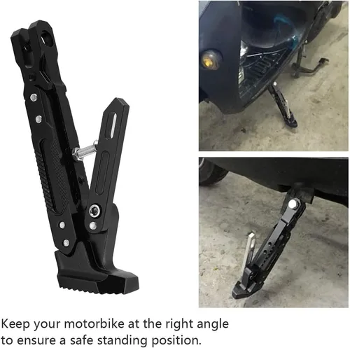 Vista 6 de Soporte para motocicleta, accesorios de motocicleta Modificado CNC Trípode ajustable Kickstand Soporte lateral