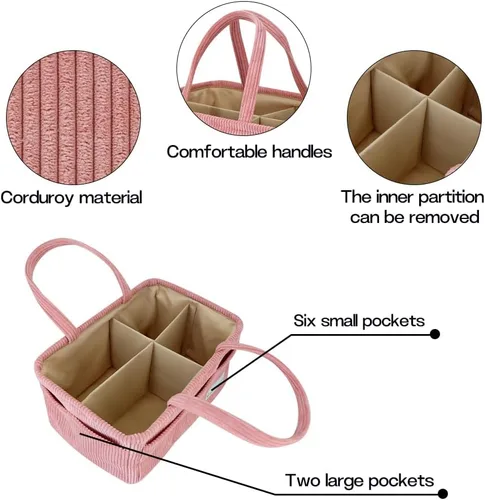 Vista 8 de Buzz&Bloom Organizador de pañales para bebé, elegante cesta de almacenamiento para artículos esenciales para recién nacidos y estación de pañales
