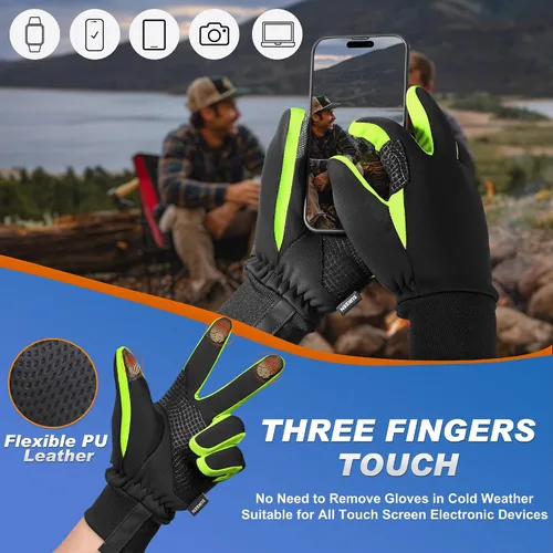 Vista 2 de Sukeen Guantes de invierno para hombre y mujer, guantes antideslizantes para pantalla táctil, guantes cálidos para correr, conducir, ciclismo