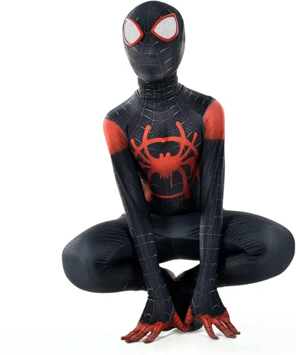 Vista 4 de CHGCHLCO Into The Spider Verse Miles Morales Spider Costume Unisex Lycra Spandex Halloween Cosplay Suit