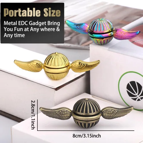 Vista 4 de Umnodobn Fidget Spinner de Mano de Latón para Niños y Adultos, Juguetes Giratorios de Dedo de Metal para Aliviar la Ansiedad, Reducir