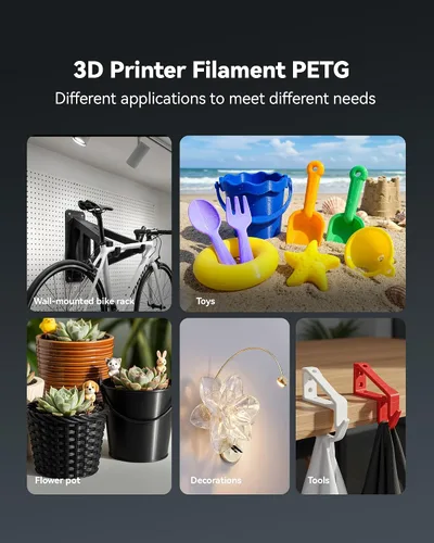 Vista 9 de SUNLU Filamento PETG de 0.07 in, 4.4 lbs, negro+transparente