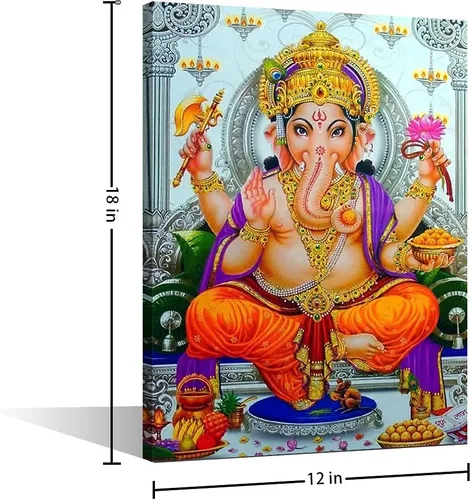 Vista 5 de TUMOVO Lord Ganesha - Decoración de pared Ganapati de Deidad india, cuadros impresos en lienzo, pósteres de pintura hinduismo cultural hindú