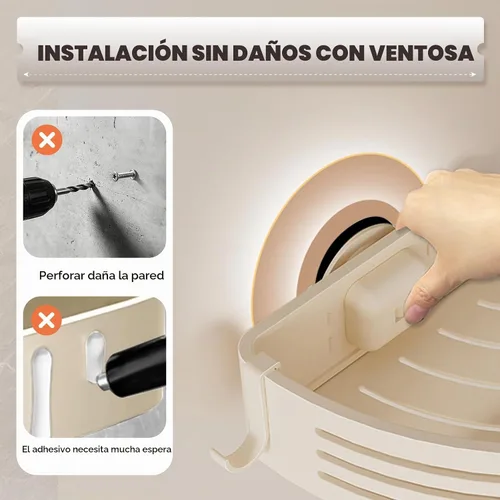Vista 2 de Conworld Ventosas de esquina para ducha, estante de ducha de esquina sin