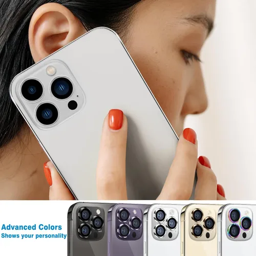 Vista 8 de Compatible con iPhone 15 Pro/iPhone 15 Pro Max, protector de lente antiarañazos, protector de lente de vidrio templado 9H, protector de pantalla