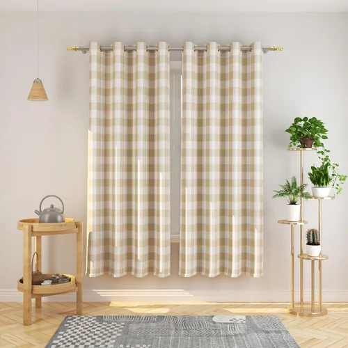 Vista 8 de Cortinas de 24 pulgadas de largo con diseño Buffalo Check Gingham Plaid para ventanas de cocina y baño, tratamiento para ventanas con 2 paneles