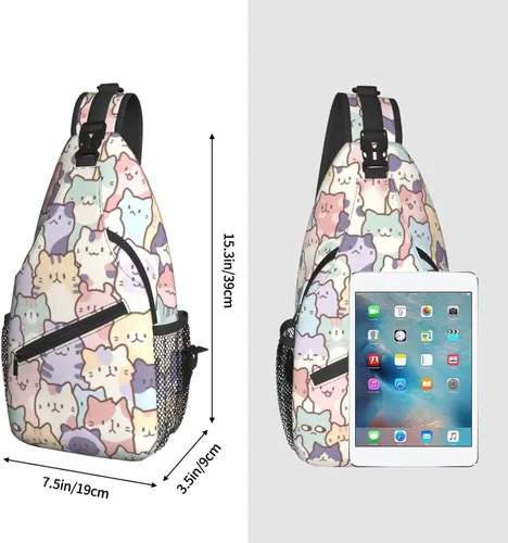 Vista 3 de Divertida mochila con diseño de gato, para el pecho de gato, bolsa cruzada de hombro para hombres, mujeres, niños y niñas