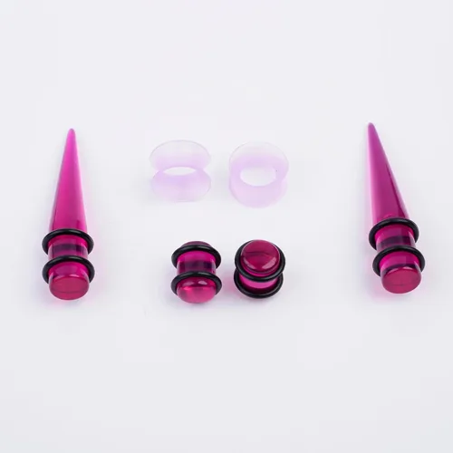 Vista 7 de Kit de estiramiento de orejas de silicona acrílica, 50 piezas cónicos ligeros, túneles y tapones para expansores de iniciación Juego de piercings