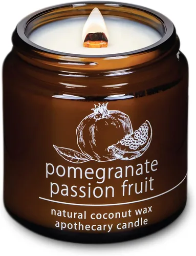 Vista 60 de Vela de mecha de madera agrietada Hemlock Park hecha a mano con cera de coco natural (grande de 16 oz, ámbar) Coconut Apricot Wax Crackling Wood