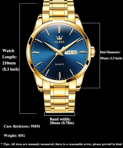 Vista 6 de OLEVS Reloj de cuarzo de cara grande para hombre, correa de acero inoxidable para hombre, relojes de diamantes de moda, analógico, impermeable