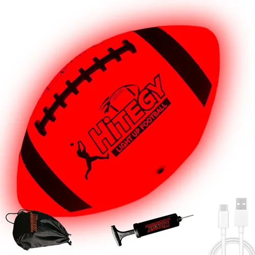 Vista 8 de Glow in The Dark Football Light Up Football USB-C Rechargeable LED Ball with Pump Night Game Ball for Indoor & Outdoor Play Gift Ready for