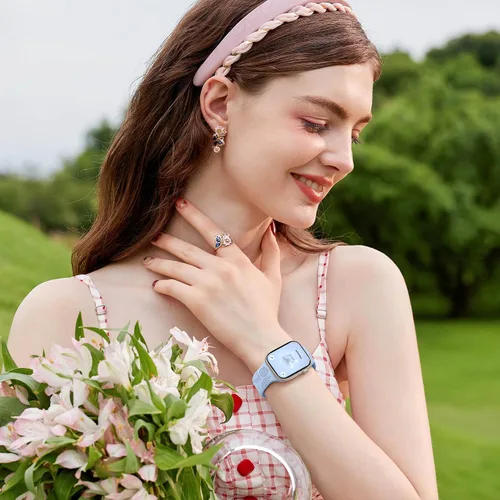 Vista 7 de SNBLK Paquete de 6 correas florales grabadas compatibles con Apple Watch de 40mm 41mm 42mm 38mm 44mm 45mm 46mm 49mm, mujeres y hombres, correa
