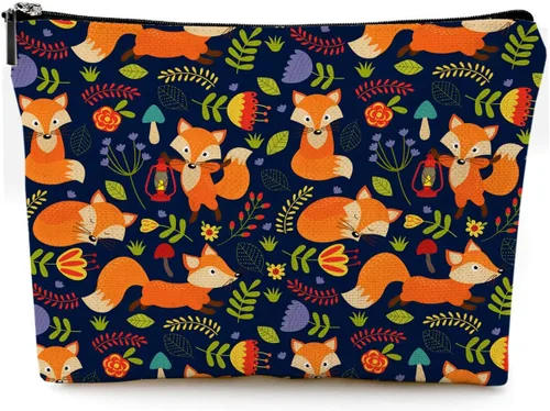 Vista 27 de Pequeña bolsa de maquillaje para monedero, bonita lona impermeable, bolsas de cosméticos para mujeres, con cremallera, bolsa de aseo de viaje
