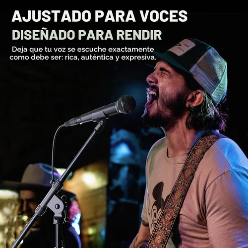 Vista 2 de Phenyx Pro Micrófono vocal dinámico, micrófono cardioide con interruptor de encendido/apagado, cable XLR de 16.4 pies, clip de micrófono, bolsa