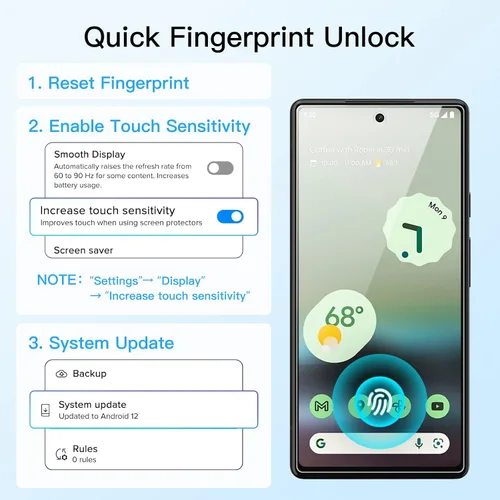 Vista 2 de JETech Protector de pantalla para Google Pixel 6a de 6.1 pulgadas con protector de lente de cámara, herramienta de fácil instalación, compatible