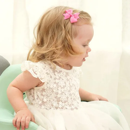 Vista 2 de 40 piezas de clips de lazos para el cabello de bebé de 2 pulgadas para niñas, cinta de grogrén totalmente forrada, clips para el cabello de bebés