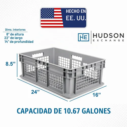 Vista 2 de Hudson Exchange - Contenedor de almacenamiento de malla recto con mango de pared, 24 x 16 x 8 pulgadas, color gris