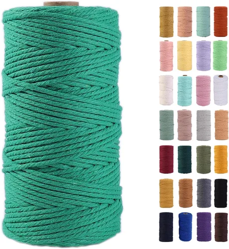 Vista 39 de Cuerda de macramé azul aire de 0.079 in x 220 yardas, cuerda de algodón colorido de algodón suave para colgar en la pared, colgadores de plantas