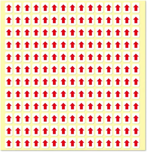 Vista 10 de 2100 calcomanías de flecha roja de 0.8 × 0.4 pulgadas etiquetas de dirección de vinilo