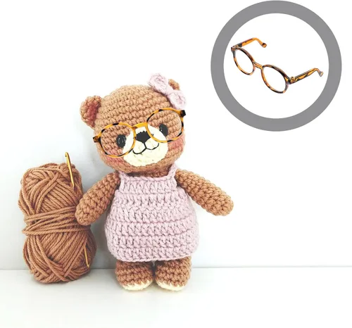 Vista 9 de Toyvian 2 piezas de suministros para muñecas para niños, gafas retro redondas transparentes