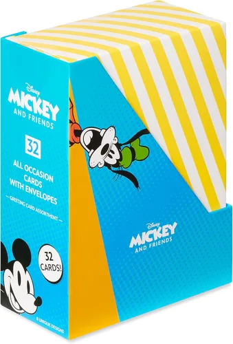 Vista 3 de American Greetings Paquete de tarjetas de lujo de Disney para todas las ocasiones con sobres, Mickey Mouse (32 unidades)