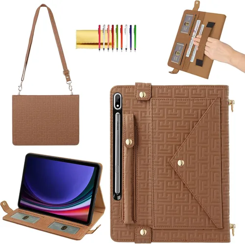 Vista 70 de Bolso Funda para Samsung Galaxy Tab S10 FE/S9 FE 10.9"/S9/S8/S7 11", Techcircle Folio con Soporte Cruzado, Billetera con Ranura para Lápiz S Pen