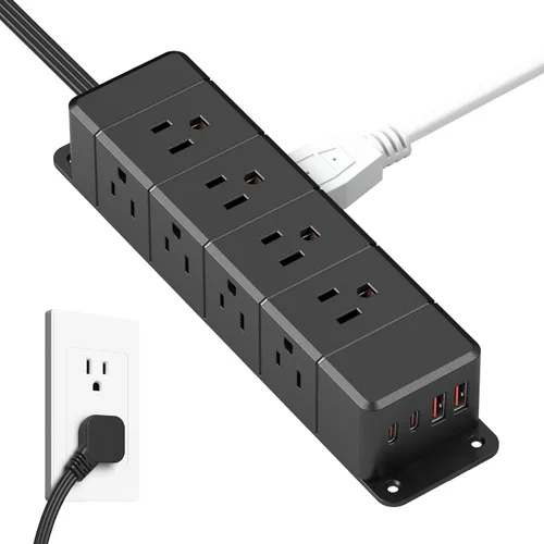 Vista 10 de Regleta de alimentación de carga rápida de 40 W para debajo del escritorio con interruptor, regleta de alimentación montable de 12 salidas con 4