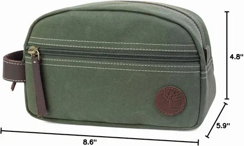 Vista 5 de Timberland Men's Toiletry Bag Canvas Travel Kit Organizer Oliva