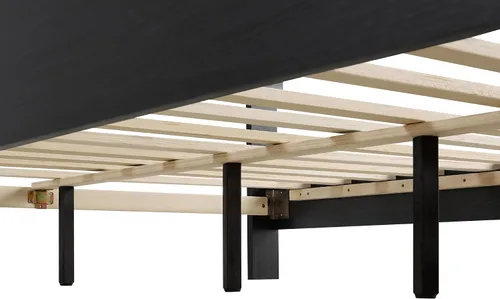 Vista 10 de KISLOT - Marco de cama de madera tamaño matrimonial con cabecera y estribo, base de colchón de plataforma de madera, muebles de dormitorio