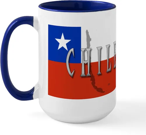 Vista 32 de CafePress Taza de café de cerámica extra grande de 15 oz (15.0 fl oz) con bandera de Chile