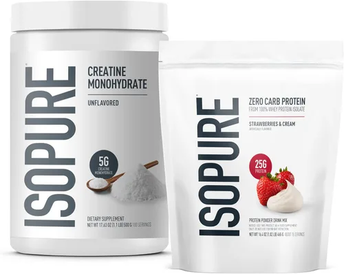 Vista 18 de Isopure Zero Carb 100% Proteína Pura de Suero Aislado en Polvo, Libre de Lactosa, Libre de Gluten, Con Vitaminas, Crema de Plátano, 25g de Proteína