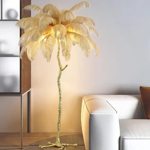 Vista 10 de JAYMP Lámpara de mesa de plumas de avestruz con cable enchufable para sala de estar, sofá, mesita de noche, lámpara de lectura de pie, elegante