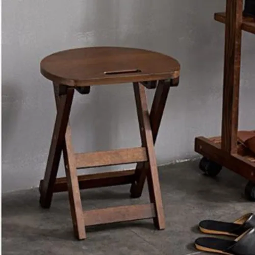 Vista 6 de Taburete plegable de 24 pulgadas, taburete de madera para mostrador de madera, taburetes de bar altos de bambú portátiles con asa, silla plegable