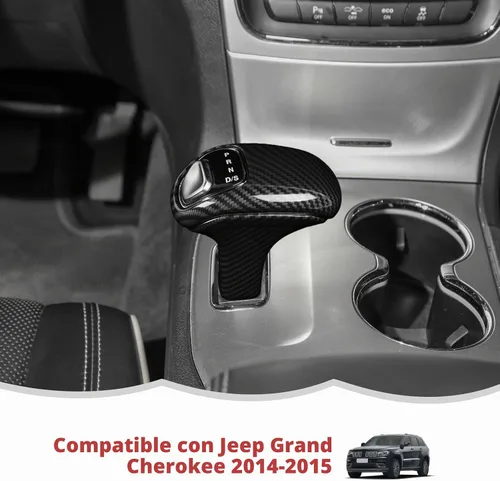 Vista 7 de RT-TCZ Cubierta de perilla de cambio de fibra de carbono, accesorio decorativo para interior, compatible con Jeep Grand Cherokee 2014-2015