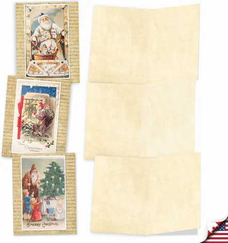 Vista 4 de The Best Card Company - Caja de 10 tarjetas de Navidad en blanco - Surtido de Papá Noel, adornos y tarjetas navideñas con sobres (4 x 5.12 pulgadas)