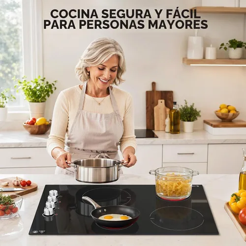 Vista 7 de AMZCHEF Estufa eléctrica de 30" 4 quemadores 7000W Estufa incorporada Todos