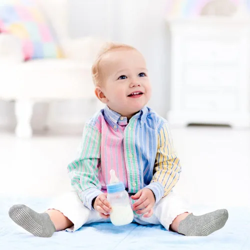 Vista 3 de Tphon Calcetines antideslizantes para niños pequeños, 12 pares de calcetines de agarre para niños y niñas, calcetines de tobillo antideslizantes