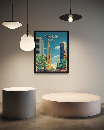 Vista 2 de Póster de paisaje de Adelaide Australia, arte de pared retro vintage, pintura de paisaje de la naturaleza, galería 23