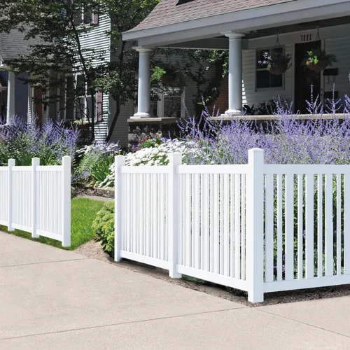 Vista 4 de Outdoor Essentials Lafayette 4 pulgadas x 4 pulgadas x 74 pulgadas. Poste de extremo enrutado blanco