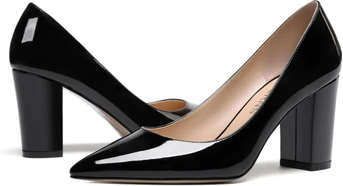Vista 6 de WAYDERNS Zapatos de tacón alto con puntera puntiaguda para mujer, de 3.5 pulgadas