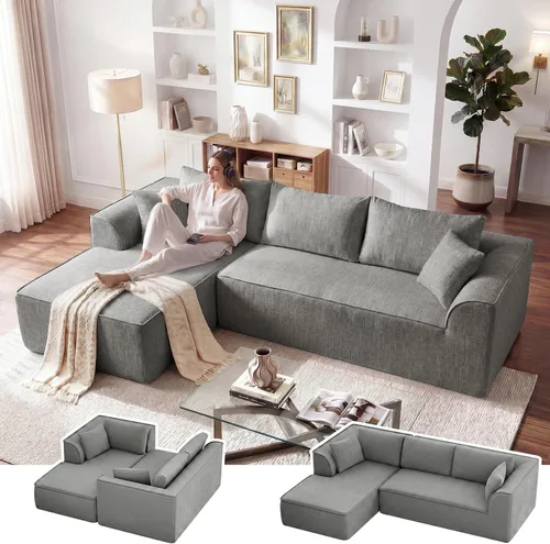Vista 12 de Vesgantti 106" Boneless Couch with Chaise, U Shaped Deep Seat Comfy Cloud Modular Sofa Chenille Memory Foam Sectional Couches for Living Room