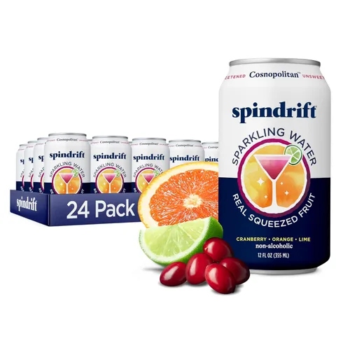 Vista 12 de Spindrift Agua con gas, sabor a bayas Belli, hecha con fruta exprimida real, latas de 12 onzas líquidas, paquete de 24 (solo 13 calorías por lata)
