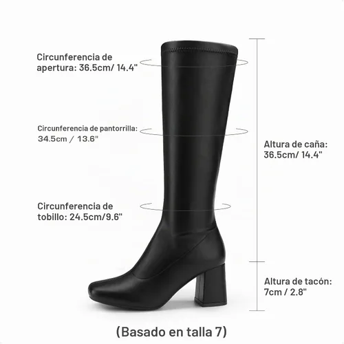Vista 5 de DREAM PAIRS Botas Gogo para mujer, botas altas hasta la rodilla Negro y poliuretano.