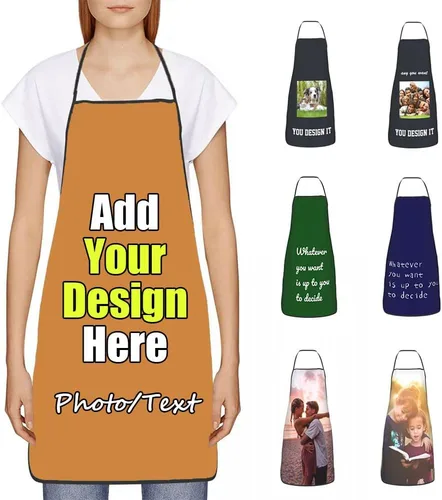Vista 44 de Delantal Personalizado, Diseña Tu Propio Delantal de Cocina para Cocinar, Sube Tus Fotos Favoritas Logo, Añade Cualquier Nombre o Texto