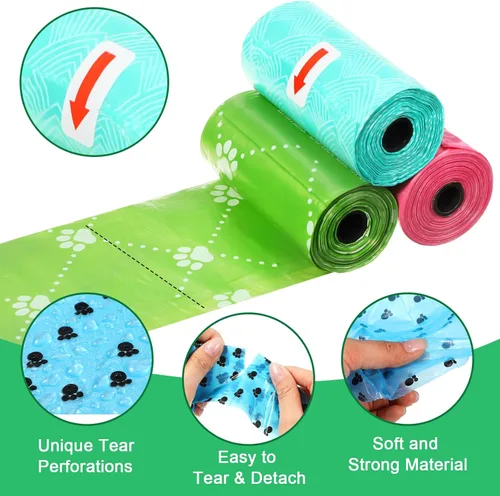 Vista 3 de Thenshop 3000 rollos de bolsas de plástico para excrementos de perro, 200 rollos, desechables, para perros, mascotas, excrementos, exteriores