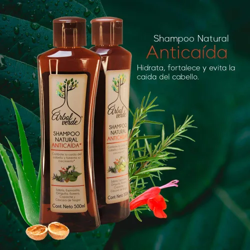 Vista 9 de Arbol Verde Kit 2 Champú Anticaída 16.9 fl oz y 3 Linaza Gel 8.82 oz