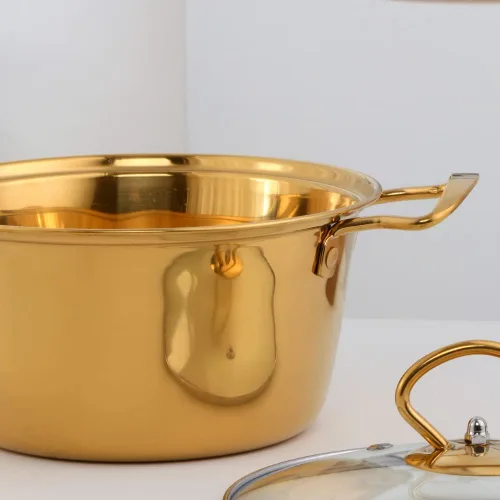 Vista 3 de Olla de sopa con tapa de vidrio, olla de acero inoxidable, olla multiusos con asa, olla de cocción de sopa (plateado)