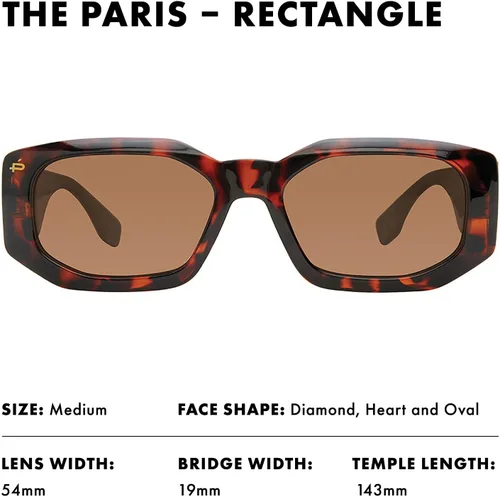 Vista 3 de Prive Revaux The Paris - Gafas de sol rectangulares hechas a mano, lentes polarizadas con 100% protección UV, para mujer