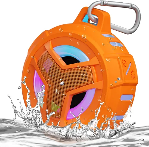 Vista 11 de EBODA Altavoz de ducha Bluetooth, altavoces Bluetooth portátiles, altavoz inalámbrico impermeable IP67 con luz LED, flotante, 2000 mAh, estéreo