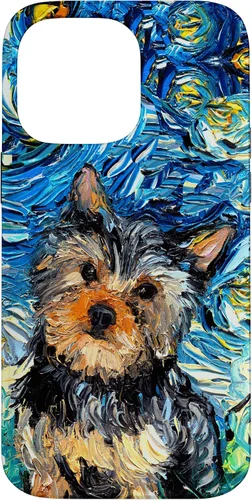 Vista 21 de iPhone 16 Yorkshire terrier Starry Night Cute Yorkie Dog Art por Aja Case